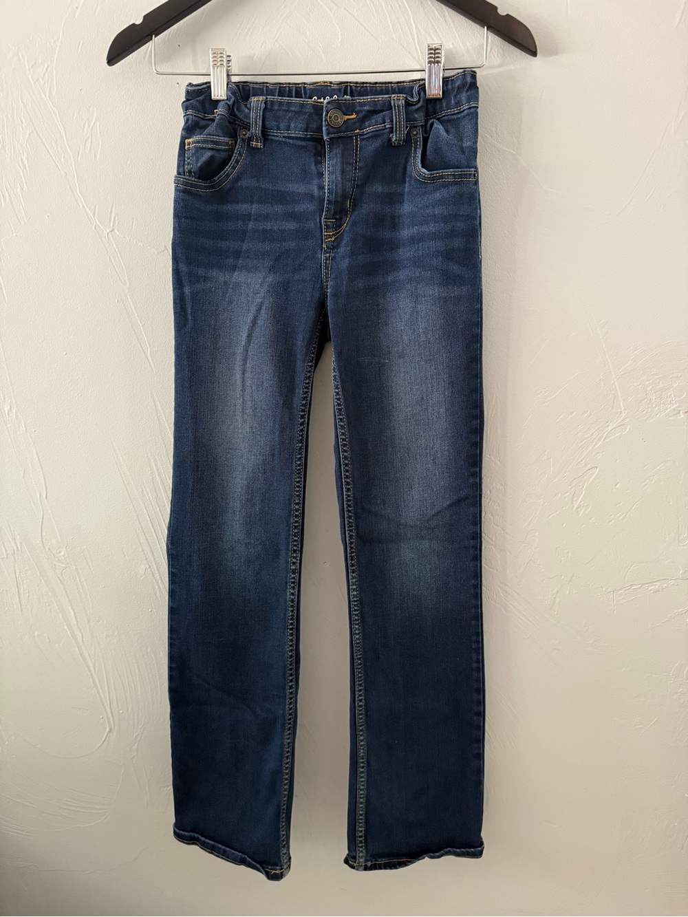 Cat & Jack Girls Size 14 Bootcut Jeans Dark Wash Super Stretch Adjustable Waist